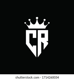 CR logo monogram emblem style with crown shape design template