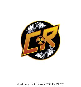 Logo CR Monograma Gaming con forma de gas plantilla de diseño vector icono moderno