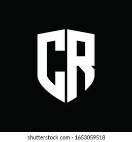 CR logo monogram with shield shape design template