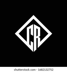 Monograma del logotipo CR con plantilla de diseño de estilo giratorio cuadrado