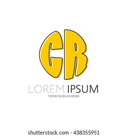 CR Logo. Vector Graphic Sphere Branding Letter Element. White Background