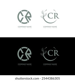 CR minimalista e design de conjunto de logotipo clássico. Vetor de forma de círculo monograma CR. Design exclusivo CR.
