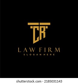 CR monogram initial logo for lawfirm with pillar design