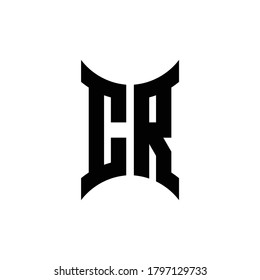 CR monogram logo with curved side design template