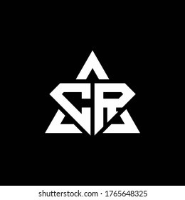 Logo de monograma CR con forma de diamante y plantilla de diseño de esquema de triángulo