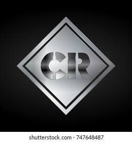 CR Monogram, Silver Logo, Metal Logo, Luxury, Elegant, Abstract, square