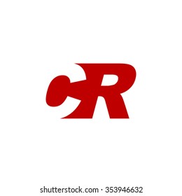 CR negative space letter logo red