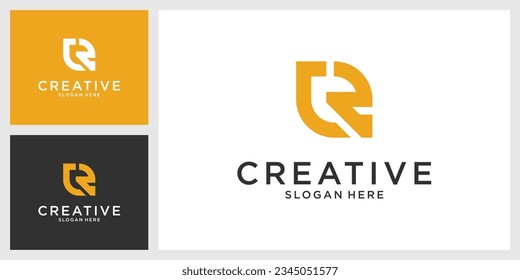 CR or RC initial letter logo design vector.