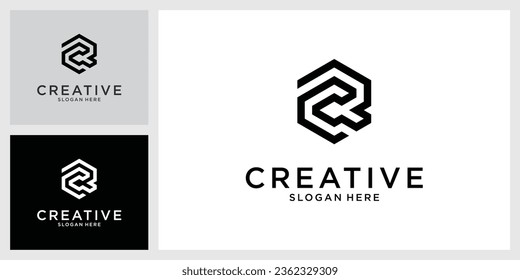 CR or RC initial letter logo design vector.