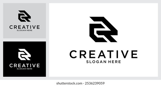 CR or RC initial letter logo design vector concept.