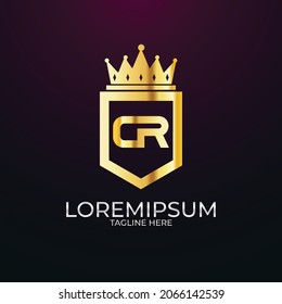 CR RC initial shield logo design Inspiration, crown royal logo template 