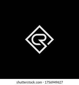 CR or RC letter designs with black and white backgrounds