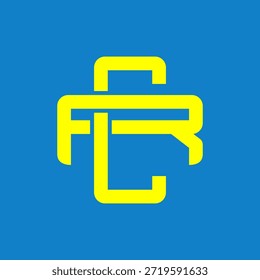 Logotipos de monogramas CR o RC superpuestos.	