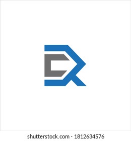 CR or RC Unique modern flat abstract logo design with blue and gray color.