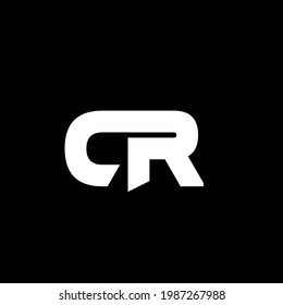CR simple white logo on black background