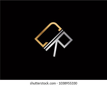 CR square shape Letter logo Design in silver gold color

