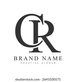 CR trendy logotype template. Initial letter c and r classic font style. Creative logo for company name or identity. Vector illustration.