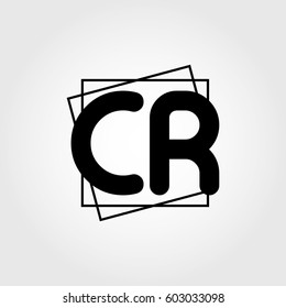 cr uppercase initials square frame business logo