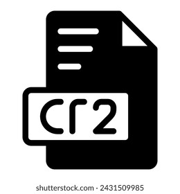 Cr2 icon Glyph design. image extension format file type icon. vector illustration