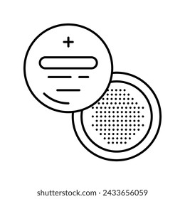 cr2032 button battery line icon vector. cr2032 button battery sign. isolated contour symbol black illustration