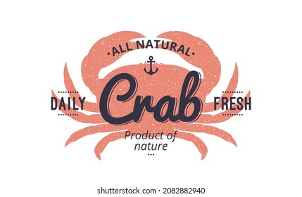 Crab Abstract Label Design, Seafood Logo Template