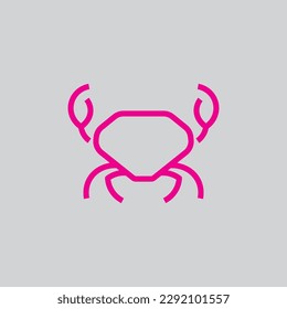 Crab animal logo design with outline shapes in pink color
