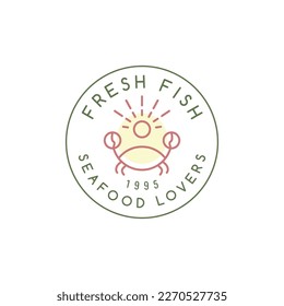 crab animal seafood ocean market restaurant logo design vector