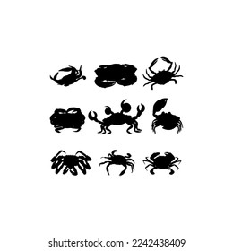 Crab animal set silhouette creative design