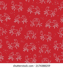 Crab animal vector seamless pattern