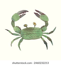 Crab. animal wildlife. watercolor vector illustration.