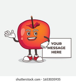 Crab Apple cartoon mascot character with whiteboard