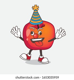 Crab Apple cartoon mascot character as funny clown