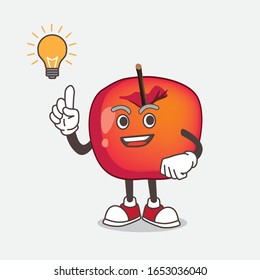 Crab Apple cartoon mascot character get an idea