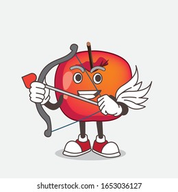 Crab Apple cartoon mascot character Cupid with arrow and wings