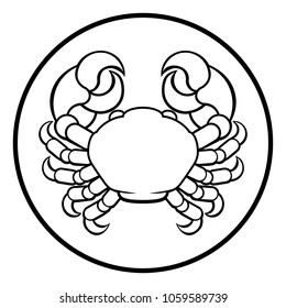 Crab Astrology zodiac signs circular Cancer horoscope symbol