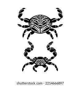 Crab Aztec Tribal Tattoo Design Vector