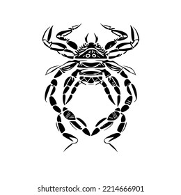 Crab Aztec Tribal Tattoo Design Vector