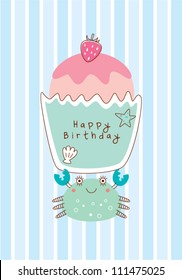 crab with birthday muffin