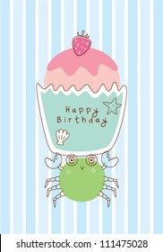 crab with birthday muffin