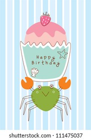 crab with birthday muffin