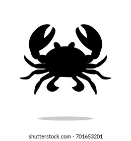 Crab black silhouette aquatic animal. Vector Illustrator.