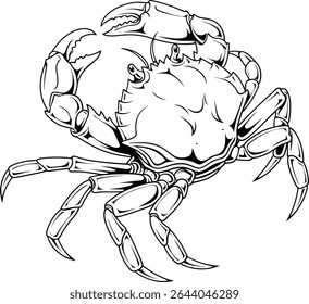 Crab Black and White Outline Drawing