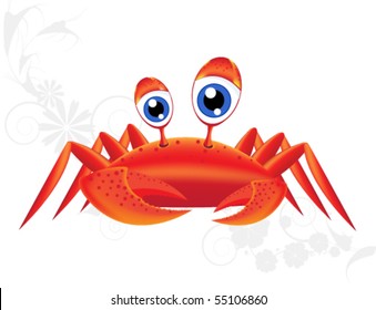 Crab with blue eyes. Isolated on white.