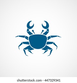 Crab Blue Flat Icon On White Background