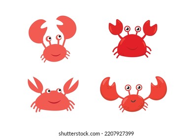 Crab bundle vector, cute crab vector, cartoon crab clip art