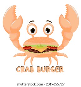 Crab And Burger Vector Drawing