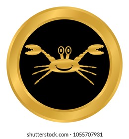 Crab button on white background. Vector illustration.