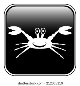 Crab button on white background. Vector illustration.