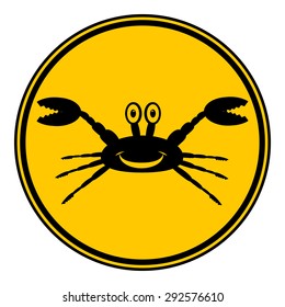 Crab button on white background. Vector illustration.