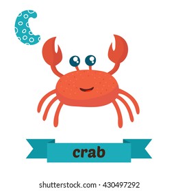 Crab. C letter. Cute children animal alphabet in vector. Funny cartoon animals. Vector illustration